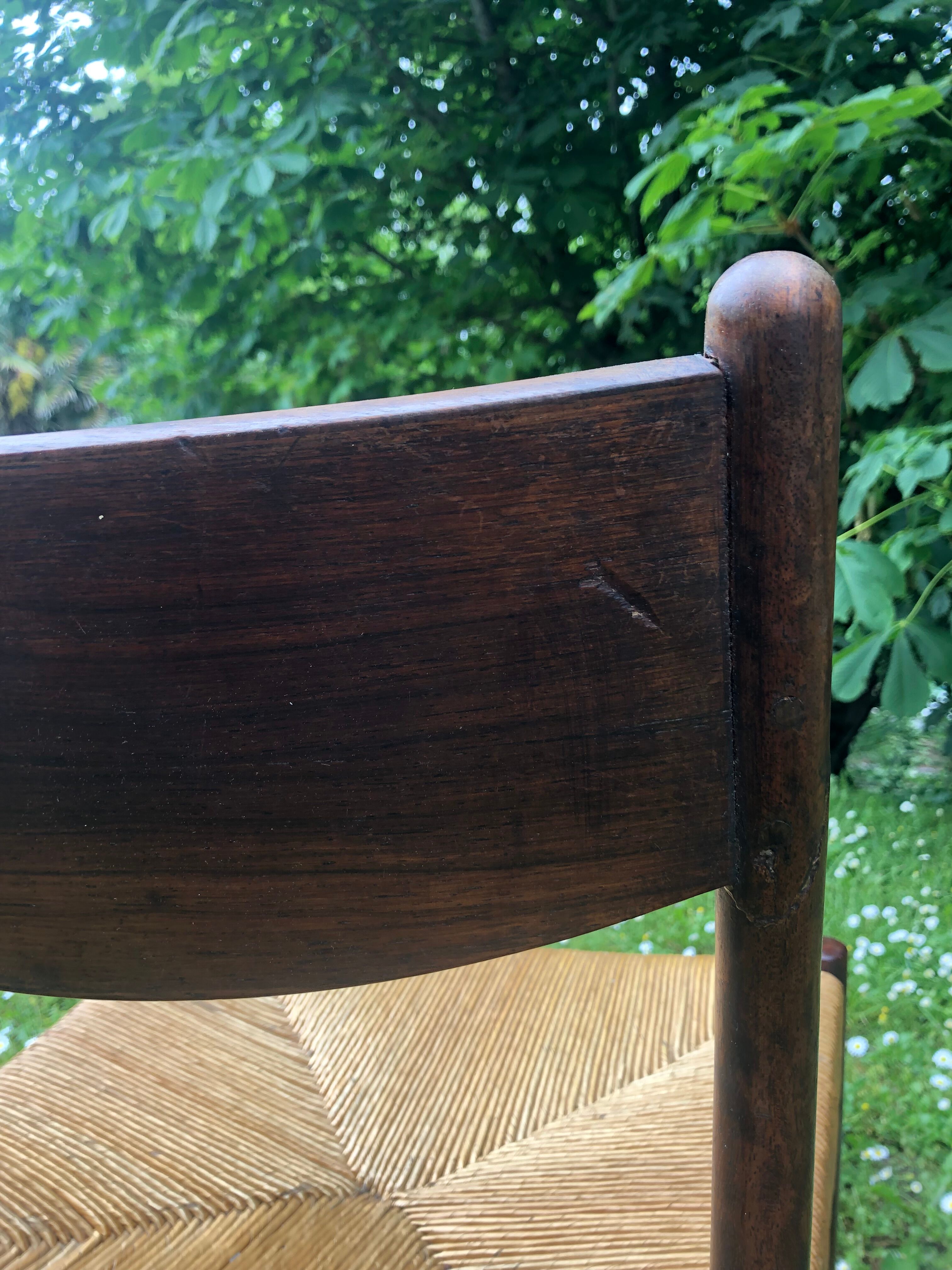 6 wooden and straw chairs, Scandinavian design Cees Braakman for Pastoe, 1960