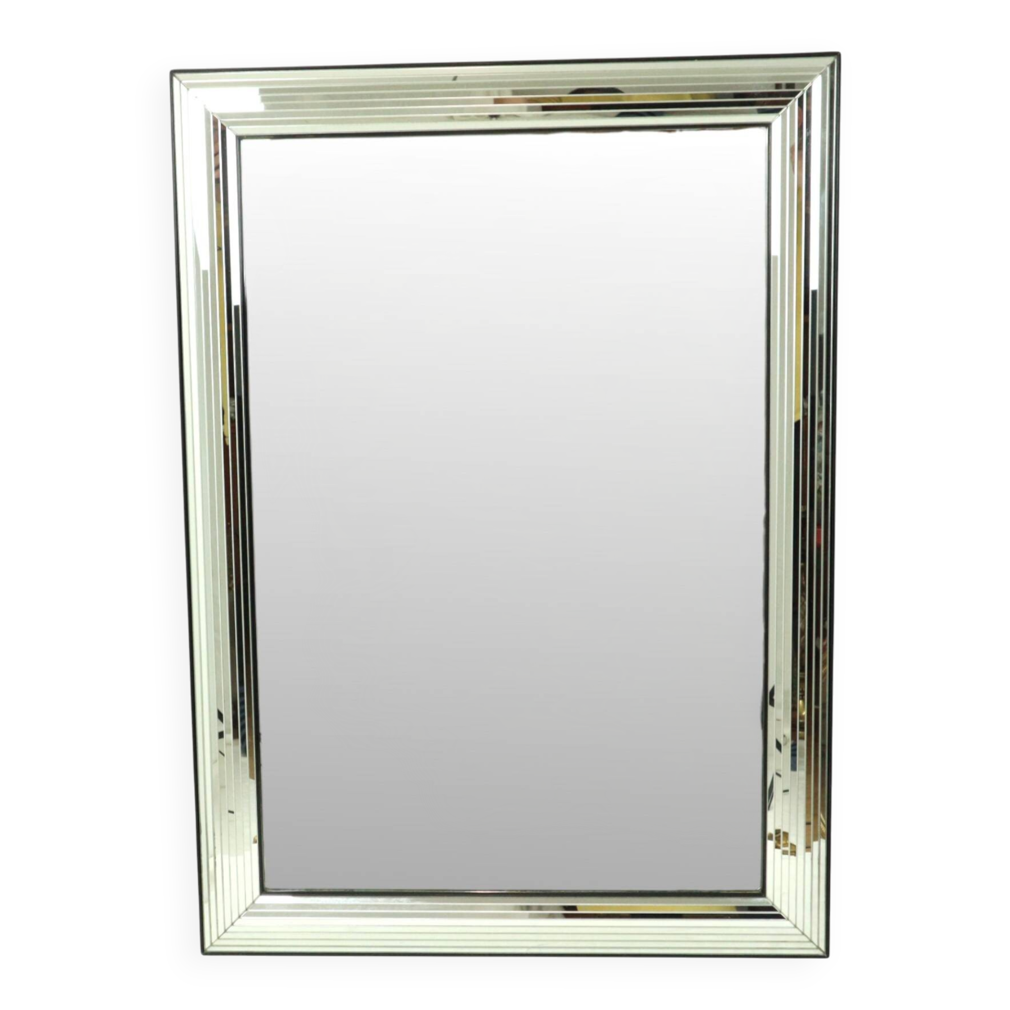 Vintage silver Deknudt mirror in Hollywood Regency style, 107 cm