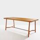 Jacques Adnet dining table oak red leather brass 1950