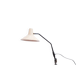 Lampe à pince avec bras noir et abat-jour en craquelé beige, années 1950.