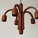 Suspended Sputnik counterweight lamp with 5 arms in teak by Domus, 1970s, Italy.