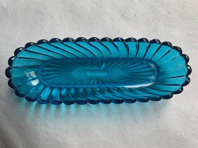 Antique Baccarat bowl in 19th century blue crystal