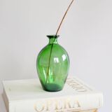 Vintage green glass bottle vase, decorative soliflore.