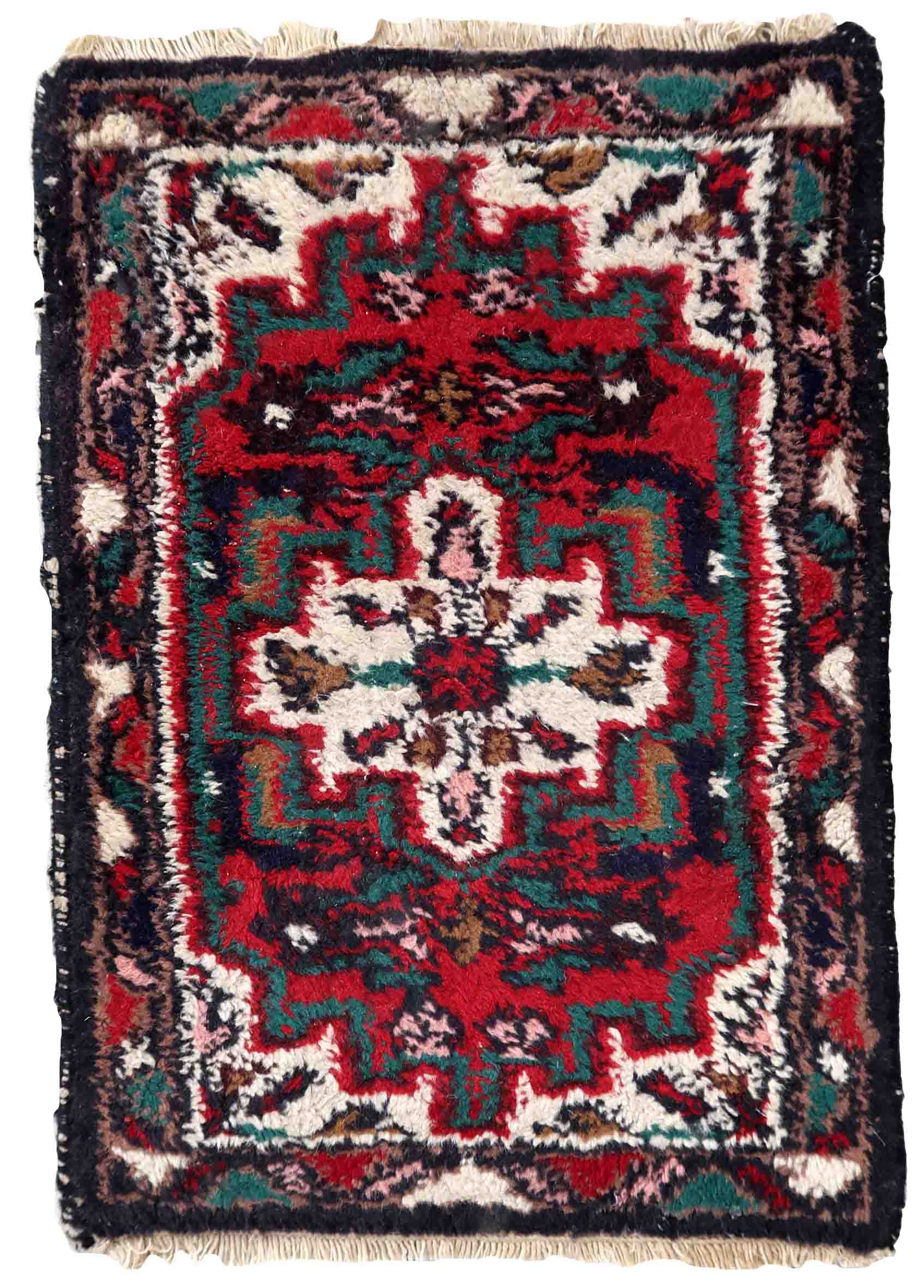 Vintage persian carpet hamadan handmade 43cm x 63cm 1970s