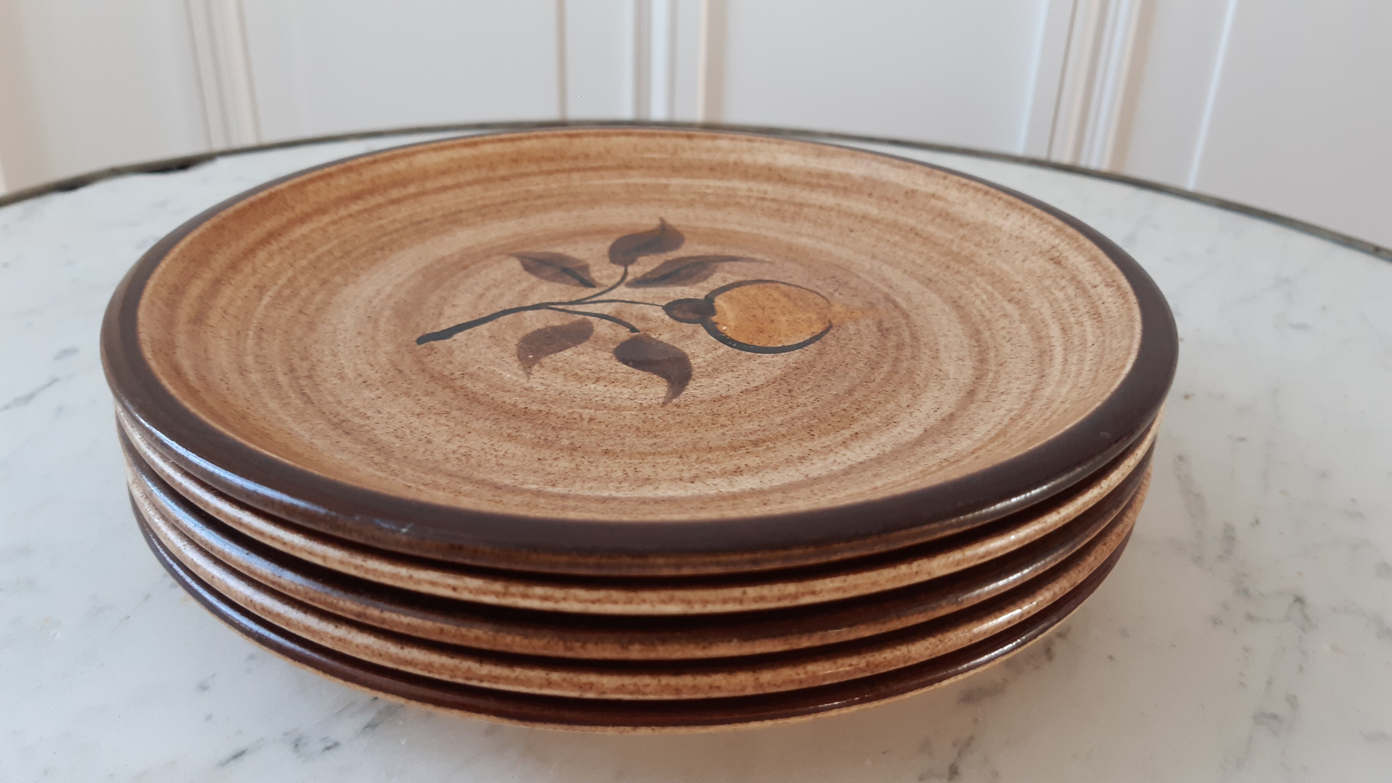 Set of 5 dessert plates in Salins stoneware 70s