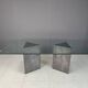 Vintage brutalist glass and marble dining table, 1970s