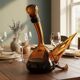 Vintage Amber Glass Wine Carafe - Artisan Decanter in Porron Style