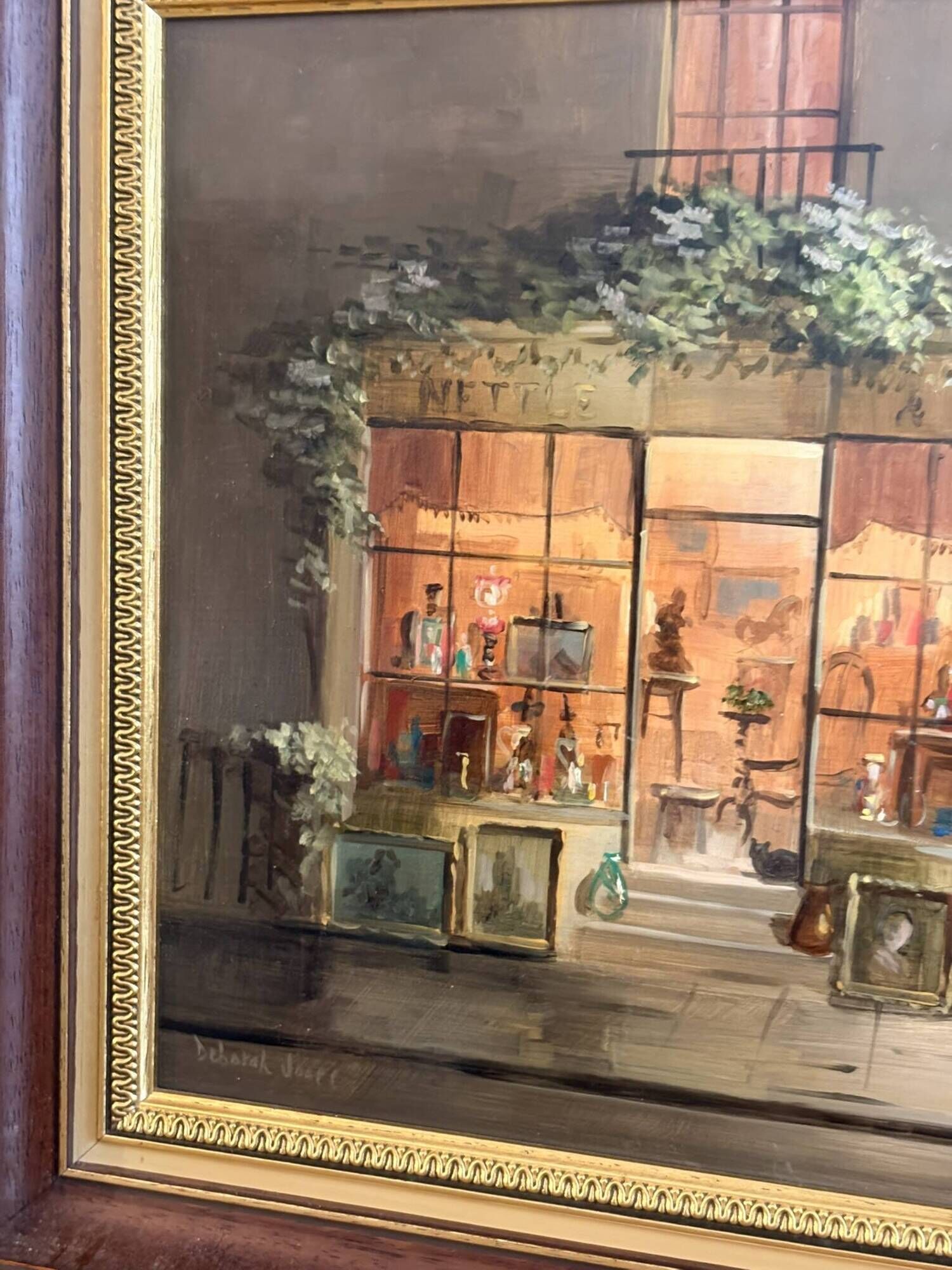 Oil Painting Panel Scene Parisian Street Paris Antique Romantic