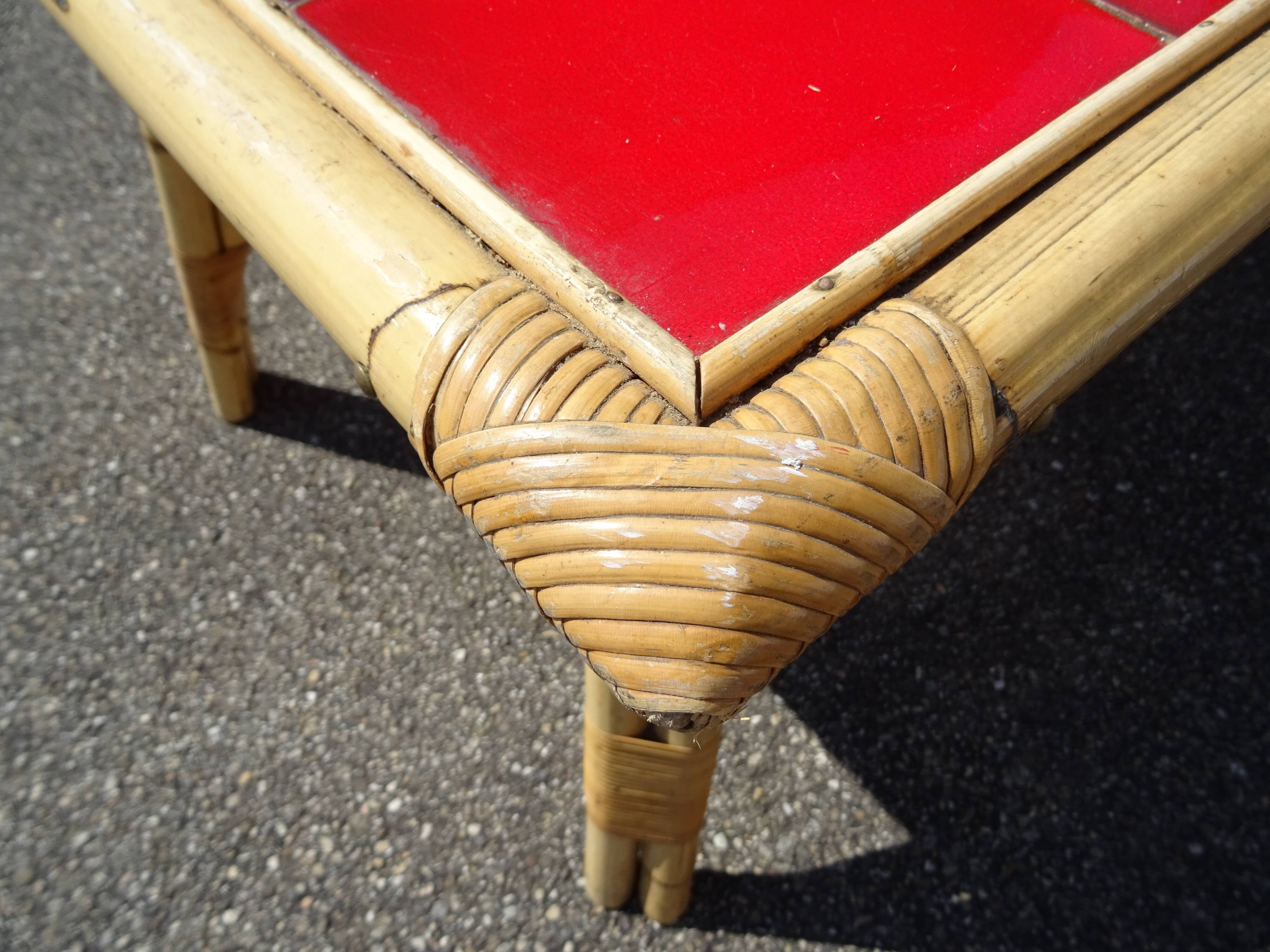 Bamboo and vintage ceramic dining table 60 years