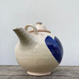 Teapot in blue and beige Japanese stoneware