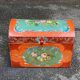 Small Chinese orange wooden flowered jewelry box