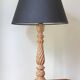 Carved wood lamp