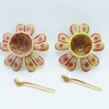 Salières fleurs en métal émaillé