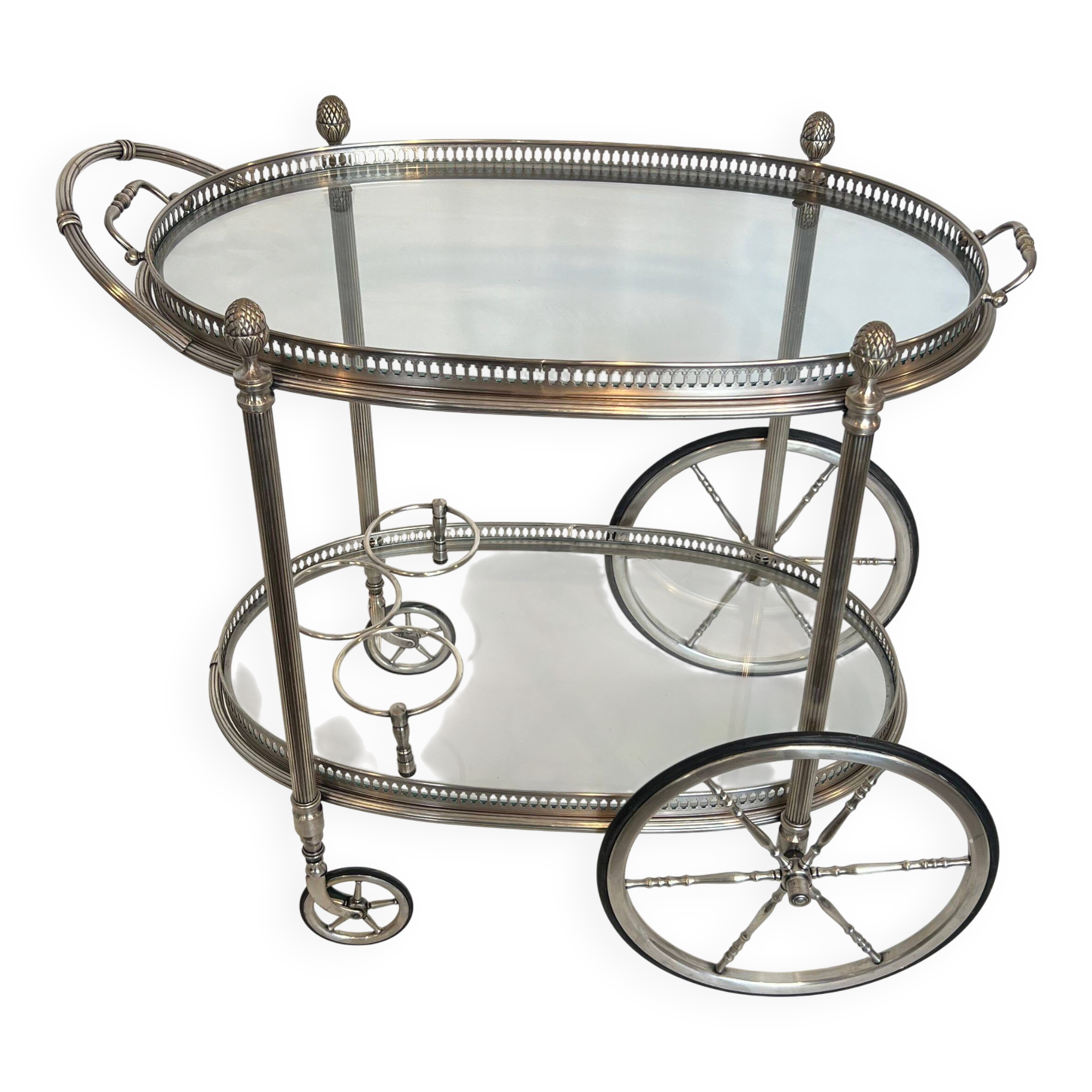 Oval silver-plated brass trolley from Maison Baguès.