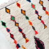 Moroccan Berber carpet Azilal ecru with colorful patterns 283x184cm