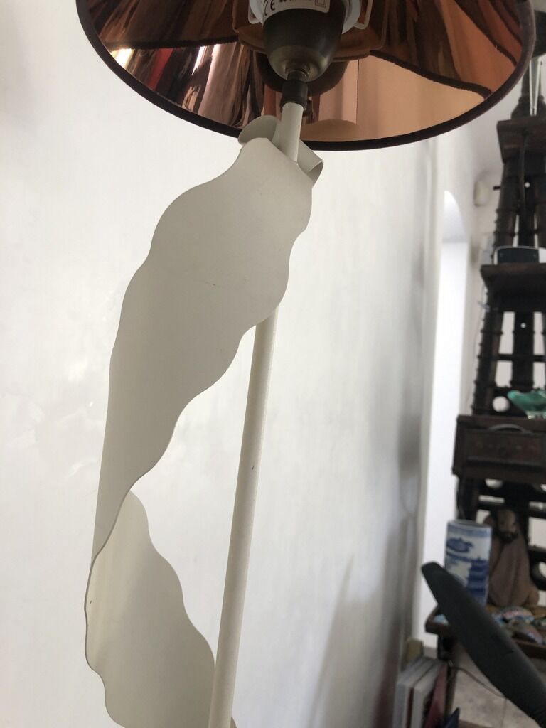 Large white wrought iron lamp