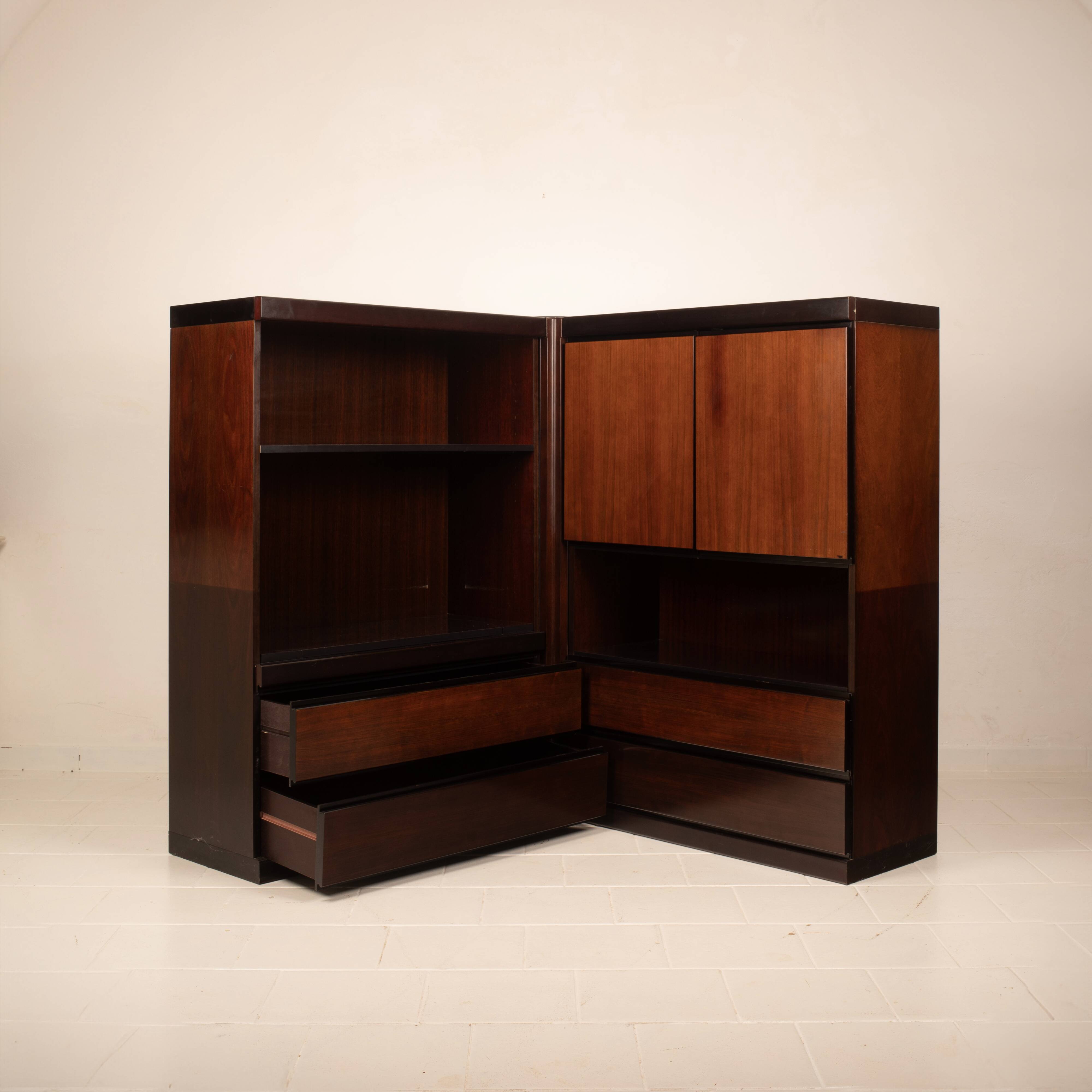 Pair of S11 Cabinets and Bar by Angelo Mangiarotti for Sorgente dei Mobili