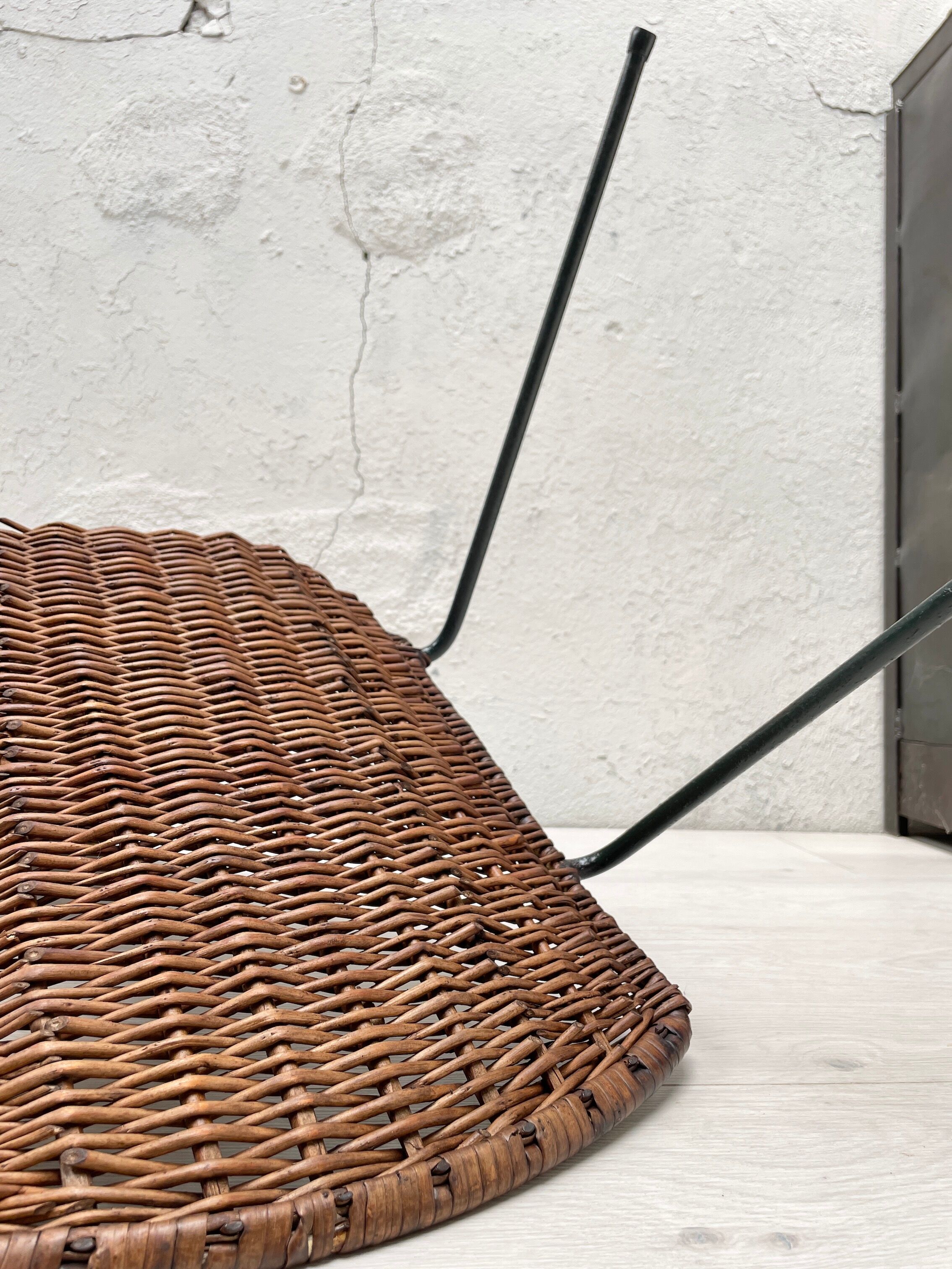 Vintage chair in wicker and metal circa 1950