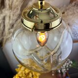 Lamp walking/suspension lamp large globe vintage molded glassware Murano smoked yellow