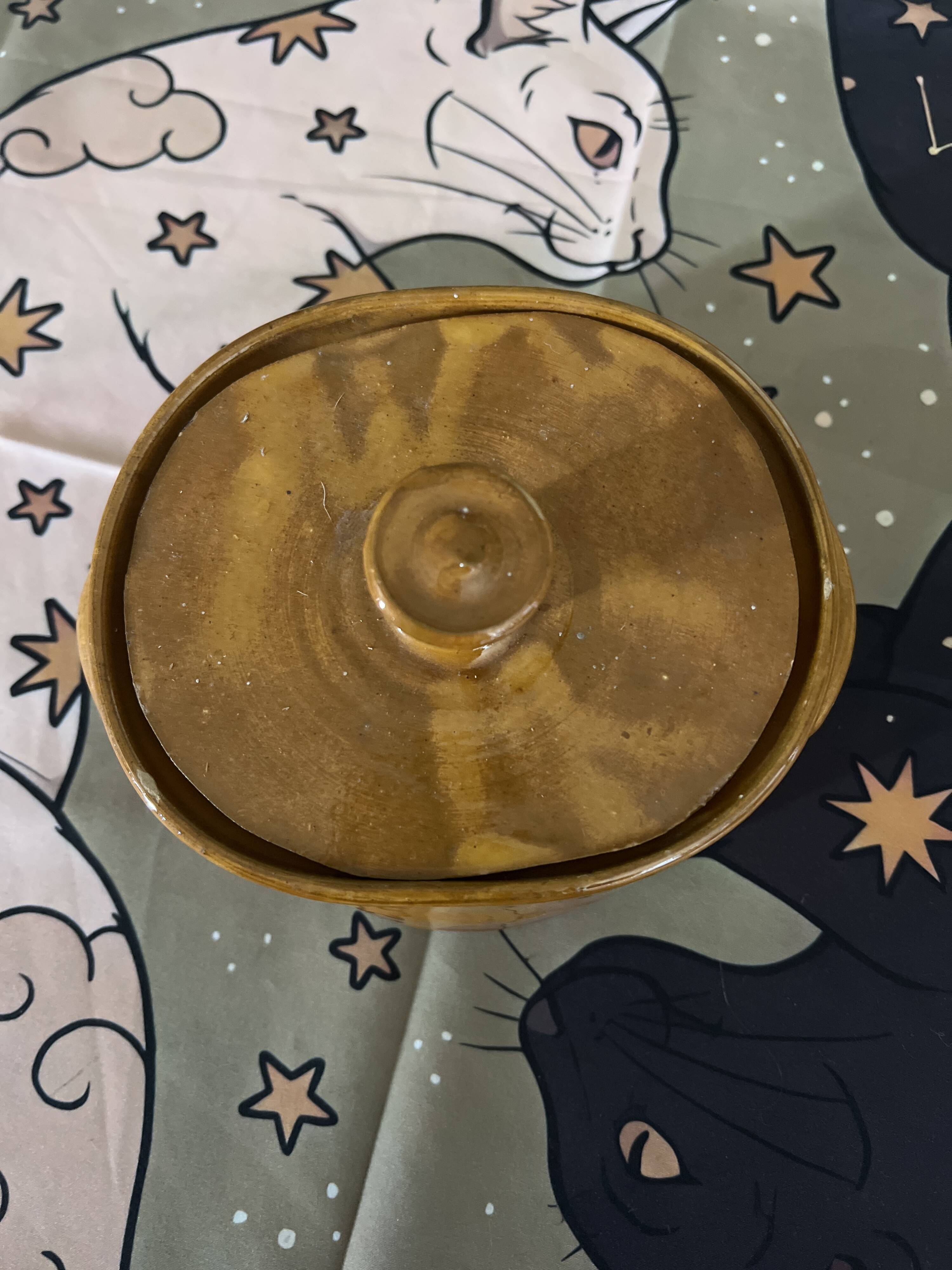 Small enamelled terracotta pot