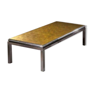 table basse verre dorée