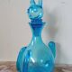 Vintage glass carafe from the 1960s, Empoli glassware, in the shape of a cat.