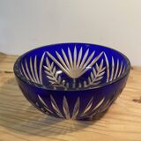 Cobalt Blue Cut Glass Salad Bowl