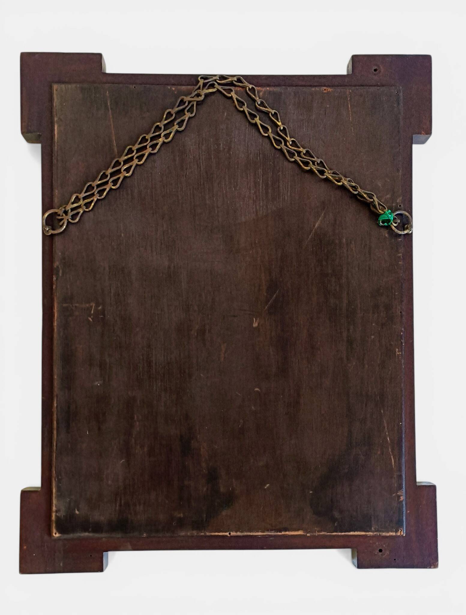 French Art Deco Oak Mirror with Stepped Architectural Frame, circa 1935