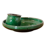 Glazed green earthenware candlestick