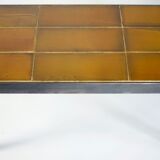 Coffee table signed Roger Capron, steel and ceramic, bird motif