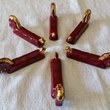 6 vintage ceramic knife holders Bordeaux and gold
