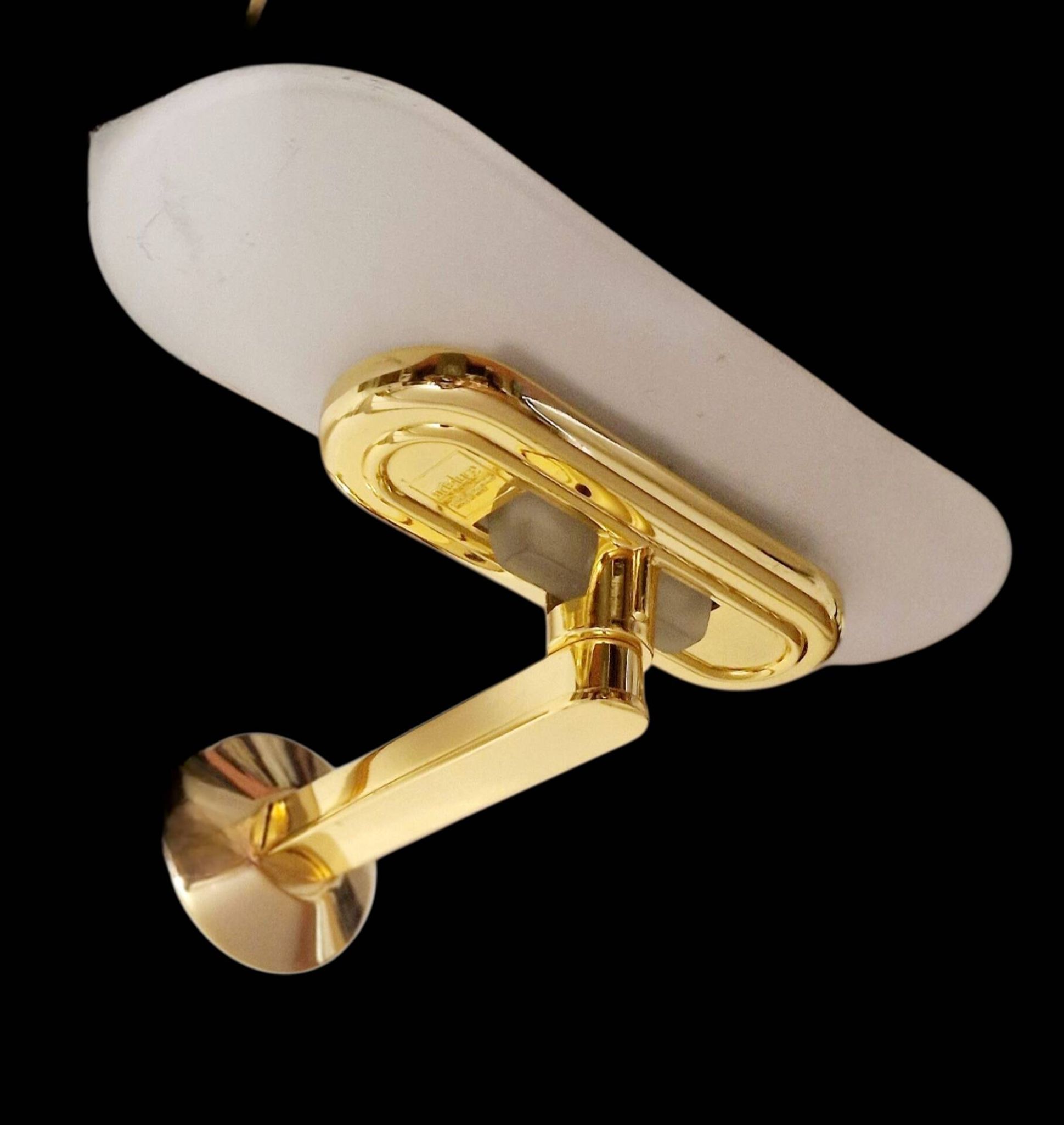 Jill Wall Light – Italian Design Arteluce 1980 – Brass & Opaline Glass