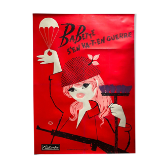 Affiche entoilée "Babette s'en va-t-en guerre" Brigitte Bardot 120x160