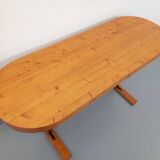 Oval table / vintage pine console from the 60s 70s