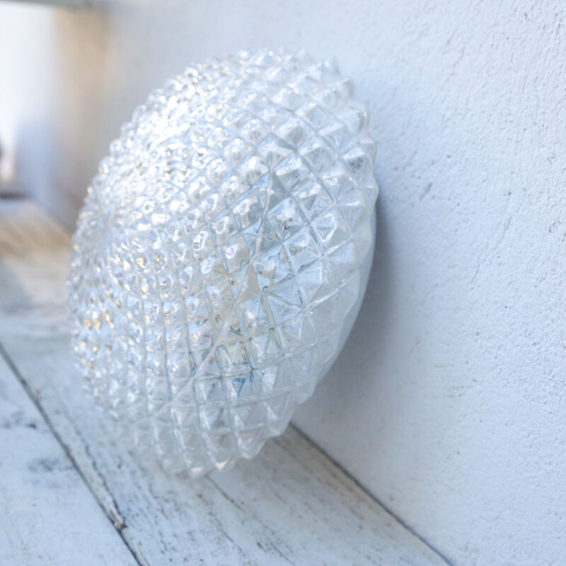 Round ceiling lamp chiseled glass diamond tips