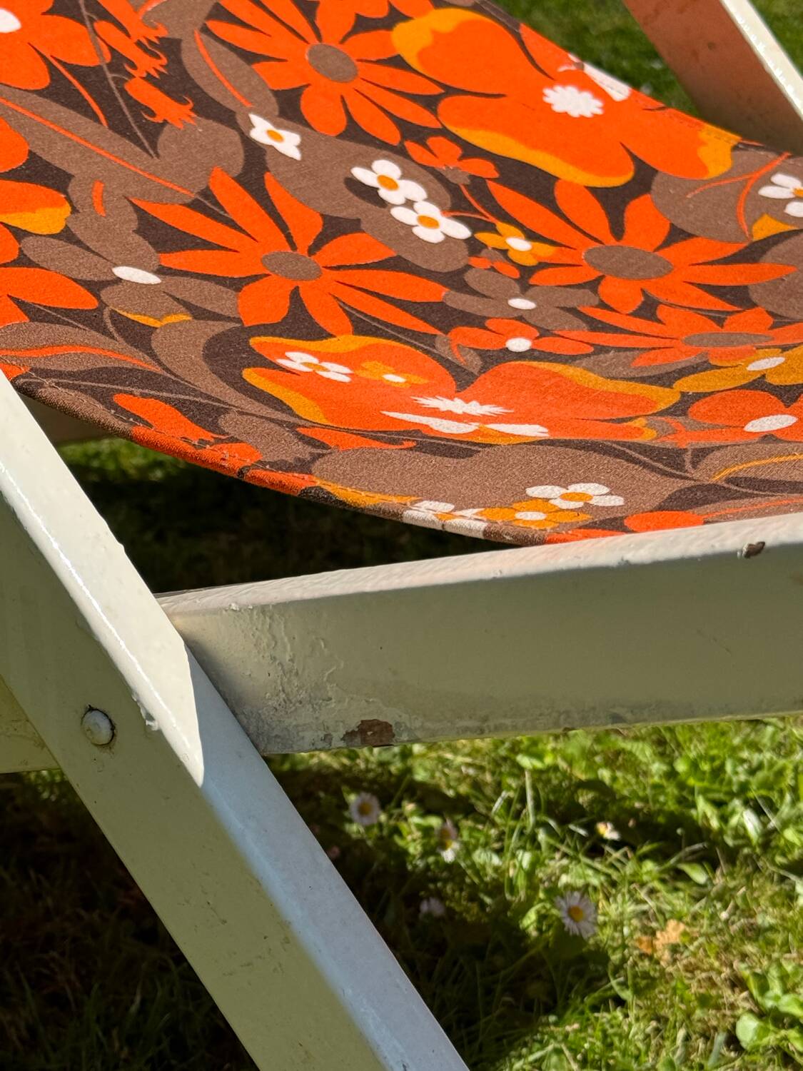 Old vintage flower deckchair