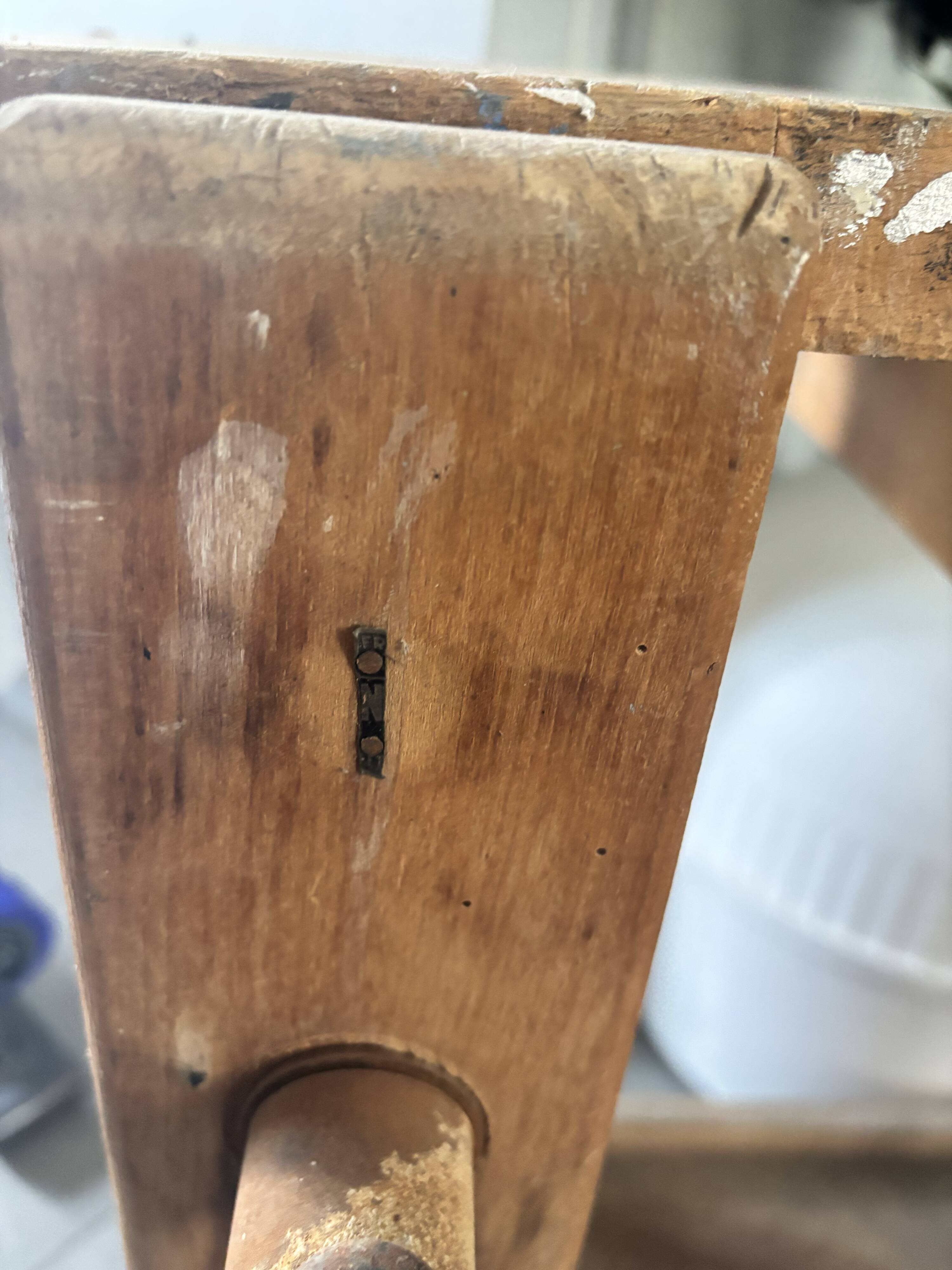 Genuine vintage wooden workbench from the 1960s stamped Grenade.