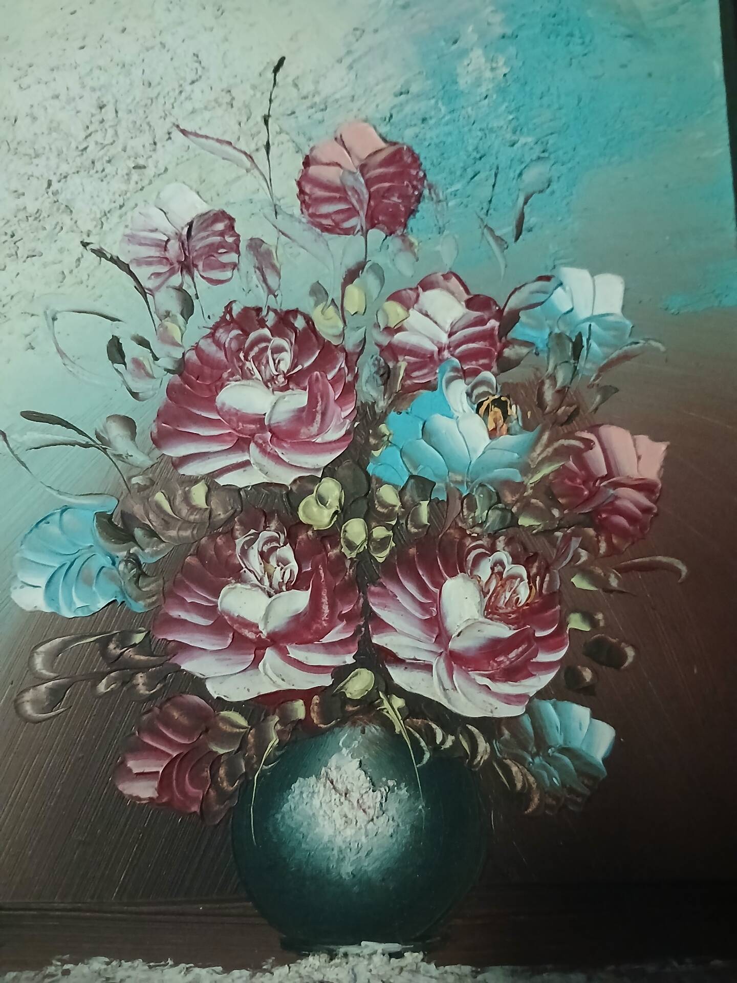 Tableau of a hand-painted bouquet of flowers