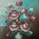 Tableau of a hand-painted bouquet of flowers