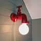 Red ceramic faucet wall light, 70s
