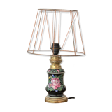 Pied de lampe en faïence de clamecy décor fleurs