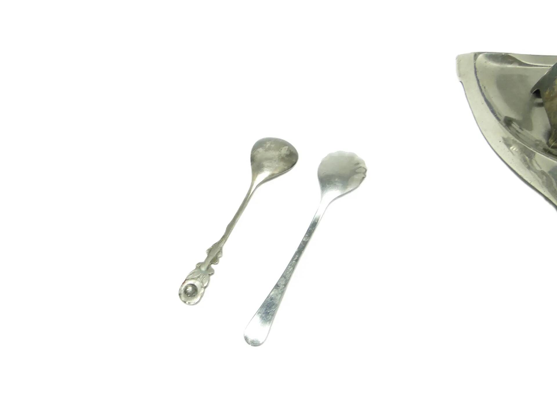 Pair of tea spoons, silver-plated brass, Poland, 1960s.