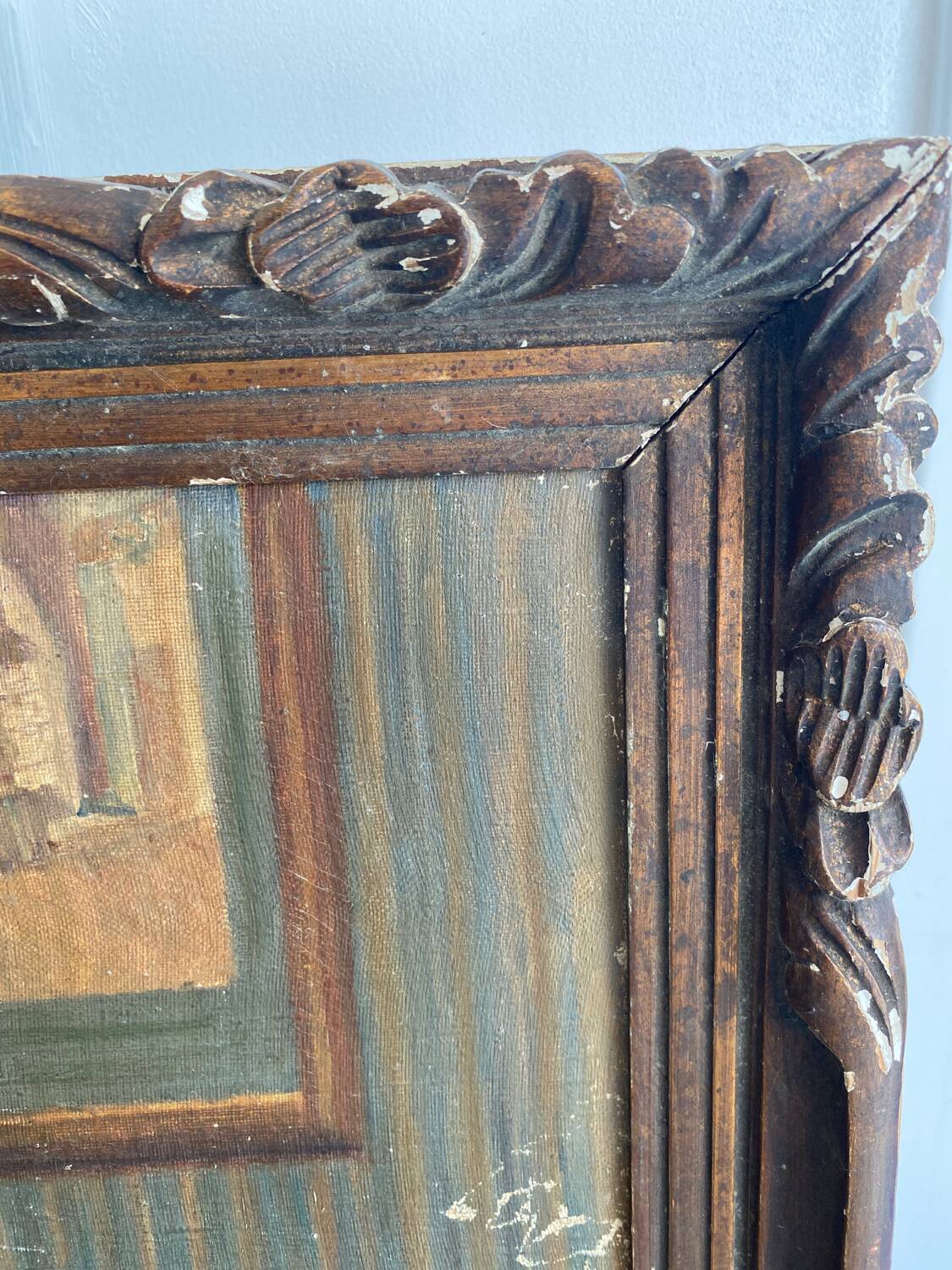 Oil on canvas inside the shawl