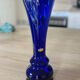 Cobalt blue blown glass vintage artisan vase, handmade, German.
