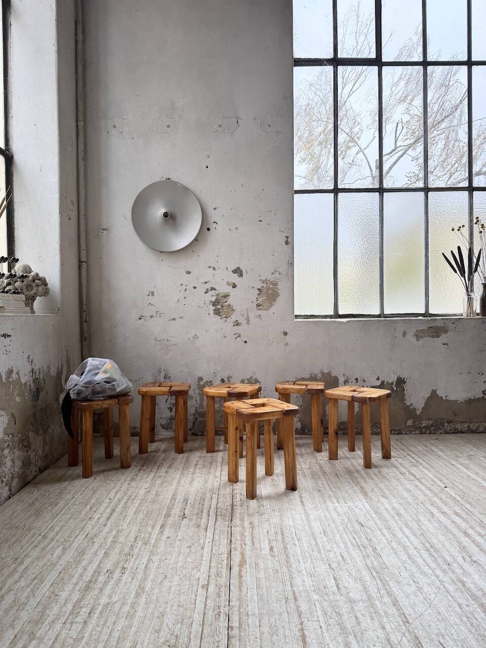 Set of 6 Olof Ottelin stools, Finland 1950.