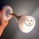 Vintage white opaline wall lamp with shade