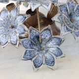 Large Murano Vintage Ceiling Light Black Flowers, 1970s