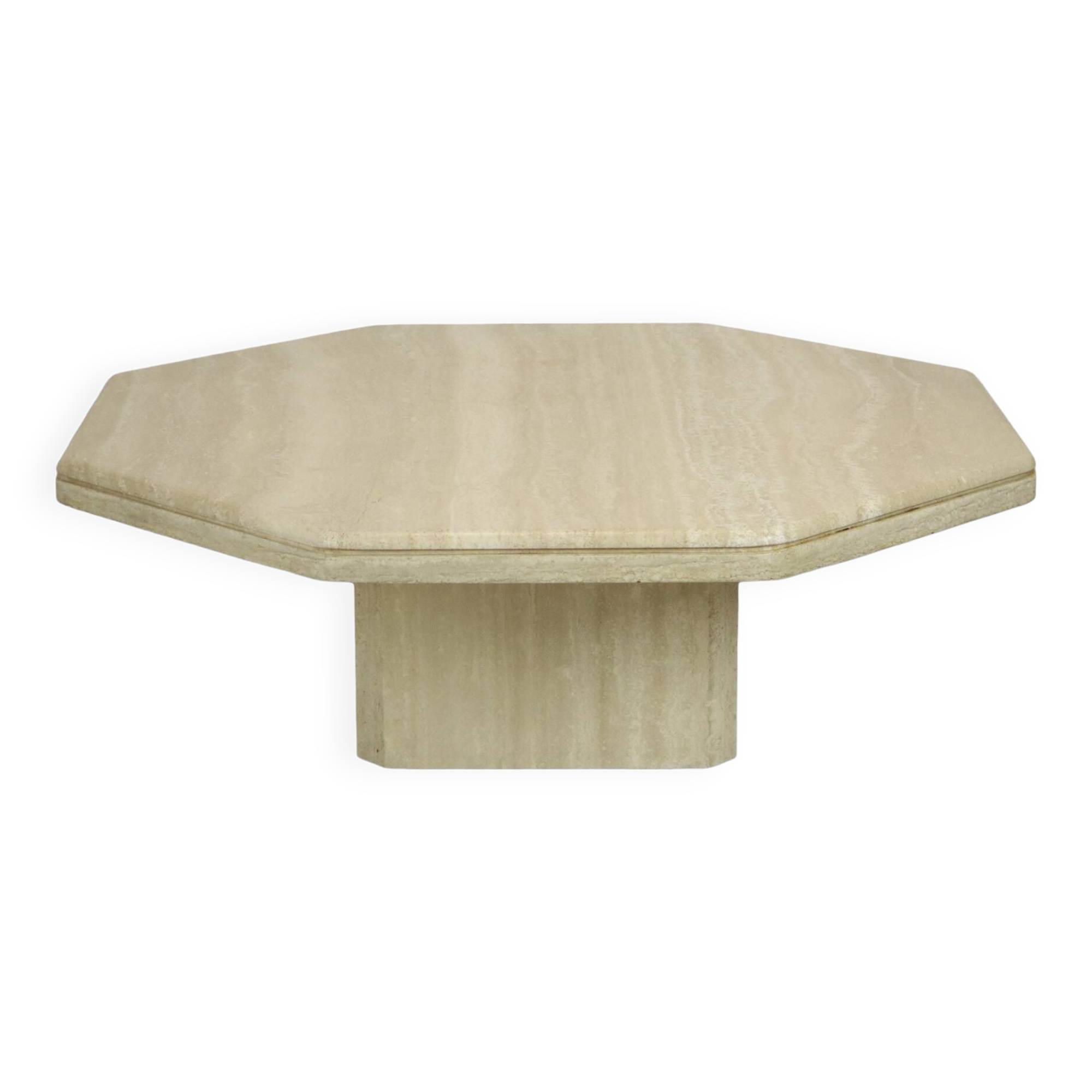 Vintage Octagonal Travertine Coffee Table 1970s Italian Design