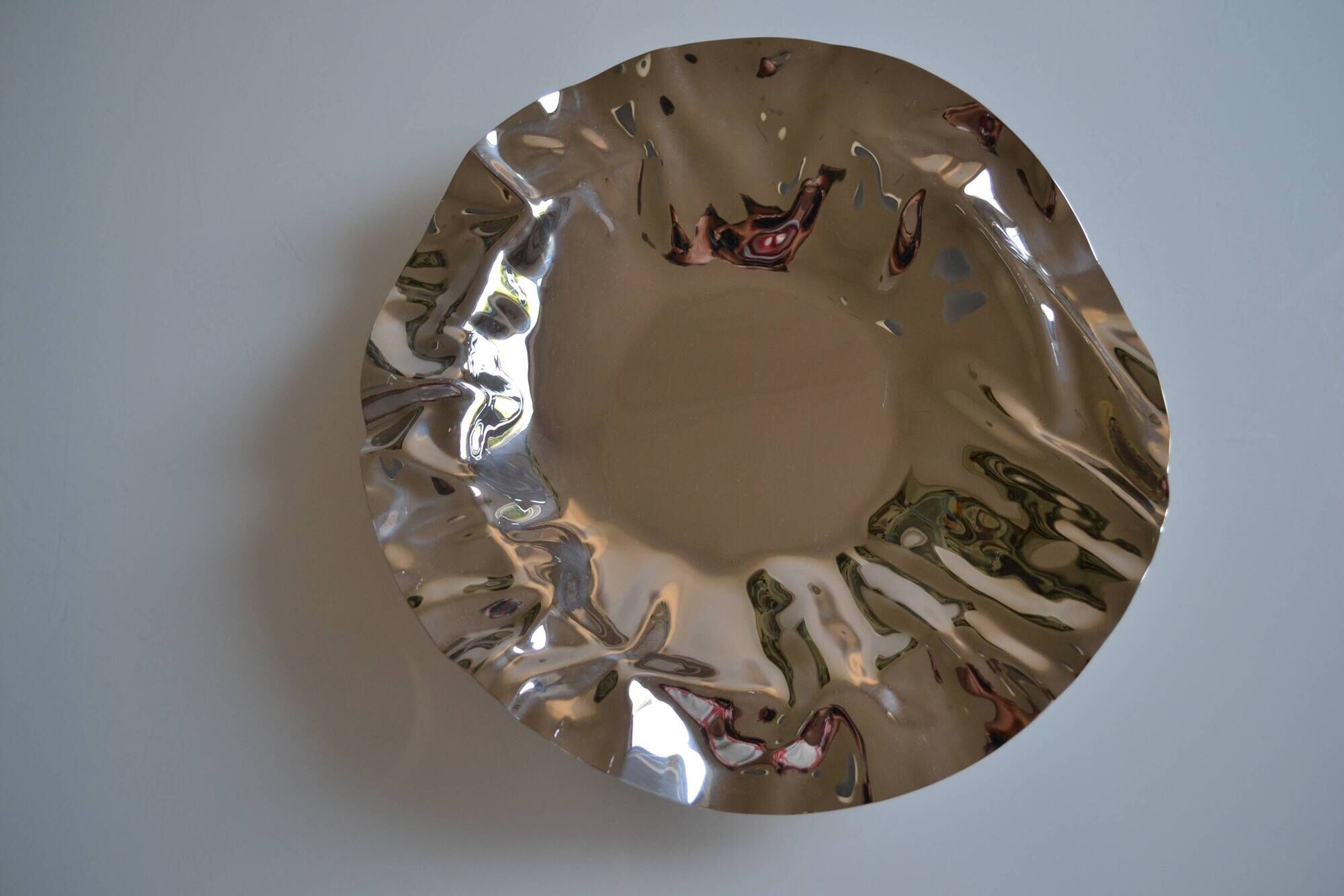 Large Alessi stainless steel bowl by Lluis Clotet 2001 Vintage Italy Diam. 38cm