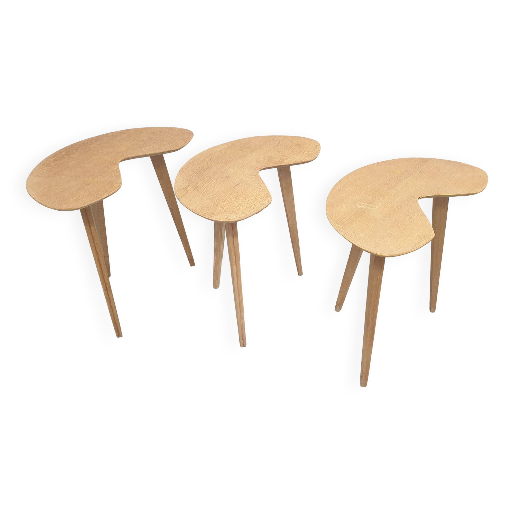 3 kidney-shaped coffee tables, original 1950s.